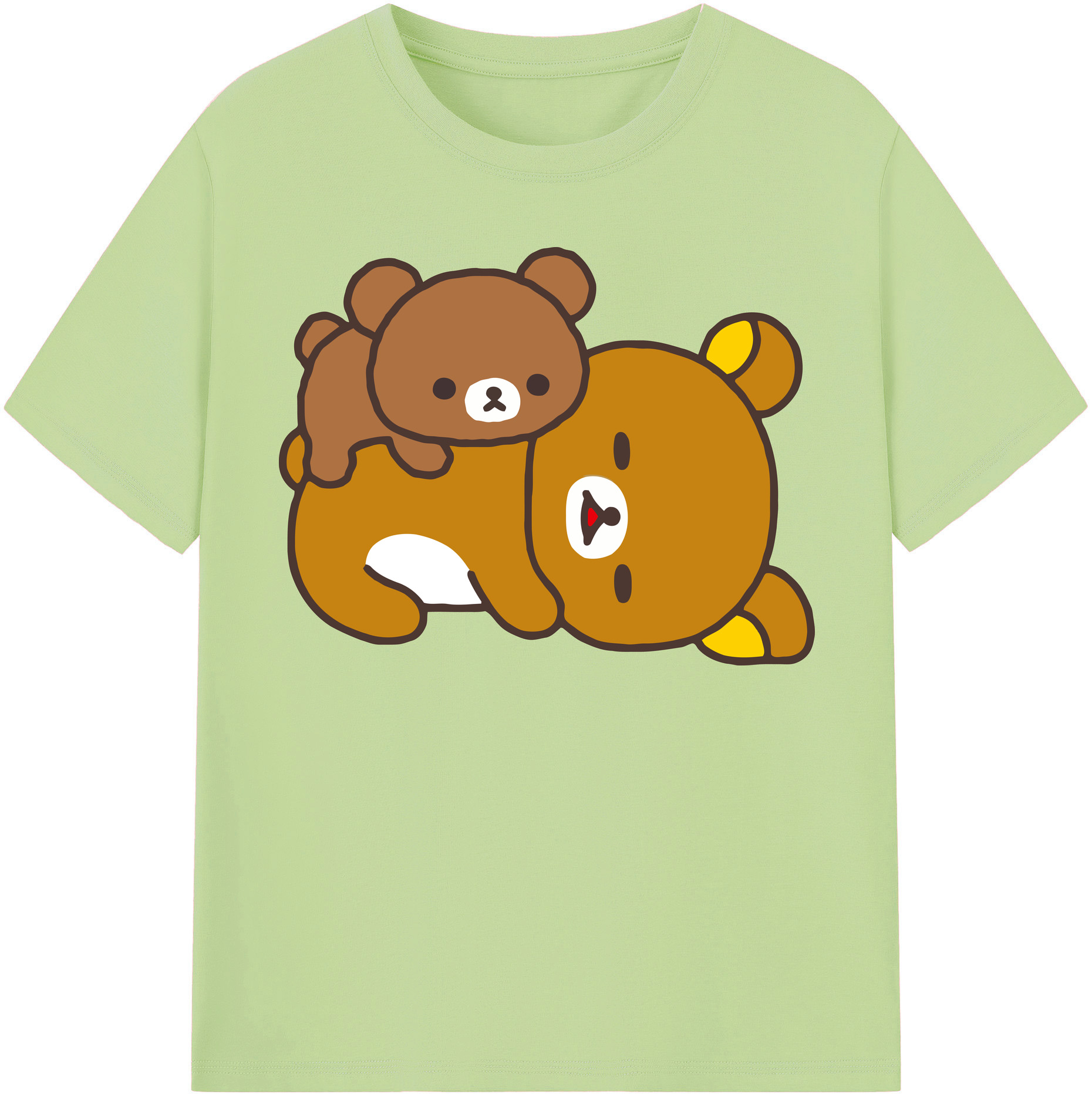 （画像用） リラックマ リラックマ キイロイトリ Rilakkuma Korilakkuma Kiiroitori 綿100％半袖Tシャツ（フロントプリント）